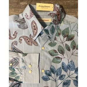 Tommy Bahama Grand Havana Blue Paisley Long Sleeve Button Up Shirt Size XL, NWT